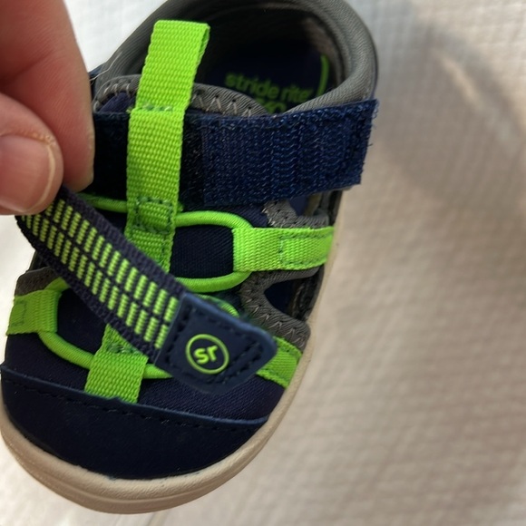 Stride Rite Unisex Blake Sneaker Sandal Navy‎ / Lime Green size 3M - Picture 10 of 10